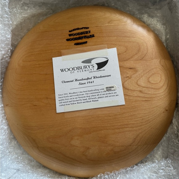 Woodbury Woodenware Rounded Trinket Dish Cheese Tray with Tile insert Vintage - Picture 3 of 5